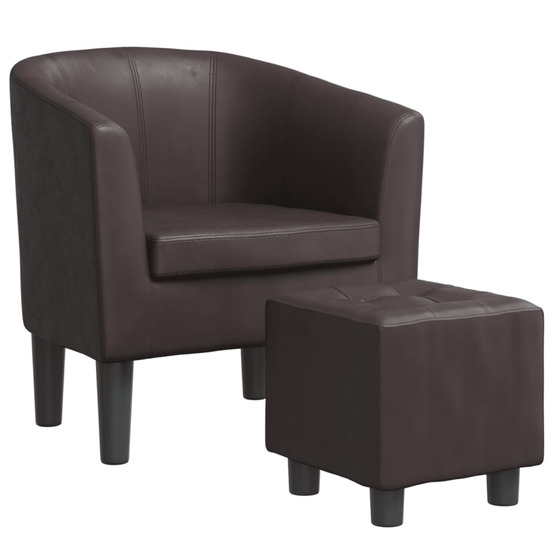 Fauteuil avec repose-pied marron similicuir