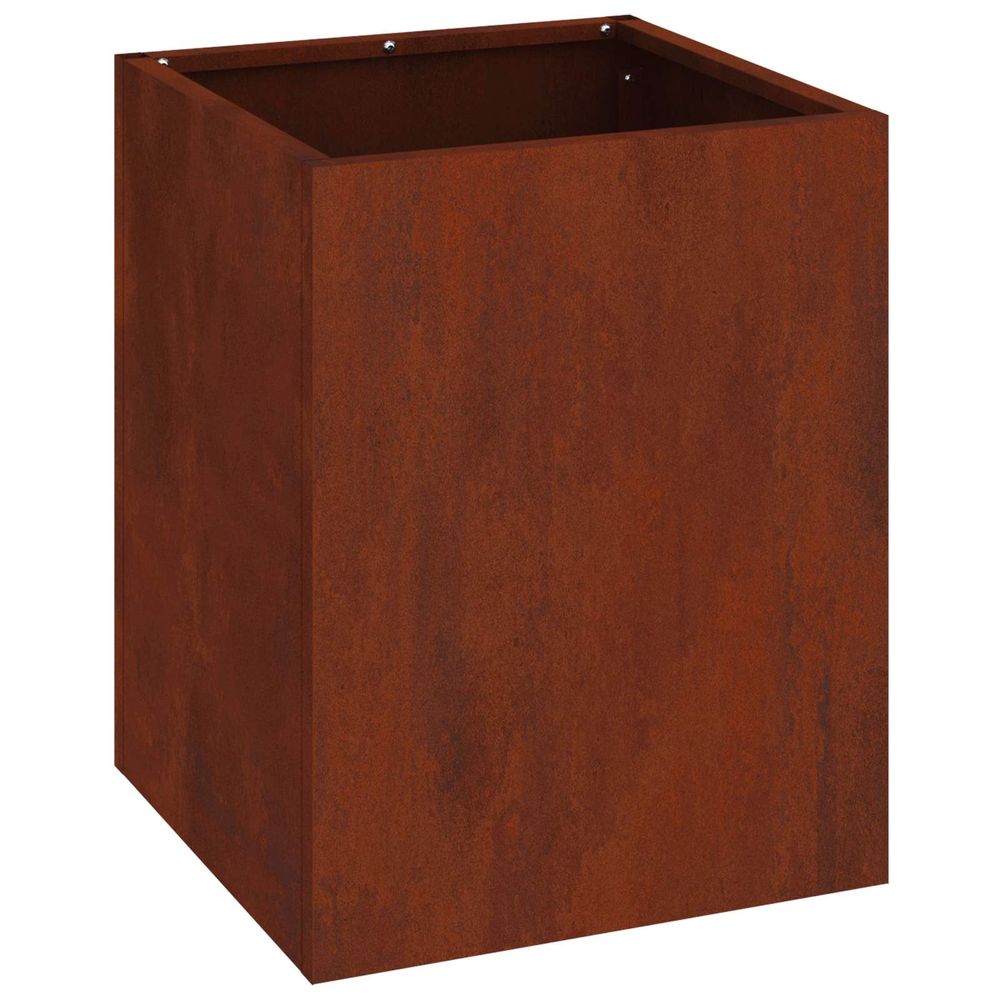 Cache-pot de jardin rouillé 32 x 32 x 40 cm acier patiné