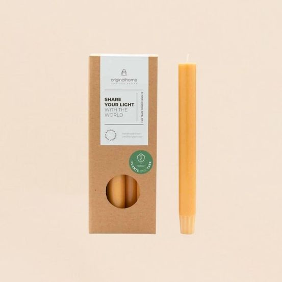 Set de 10 bougies cierges ocre 20 cm