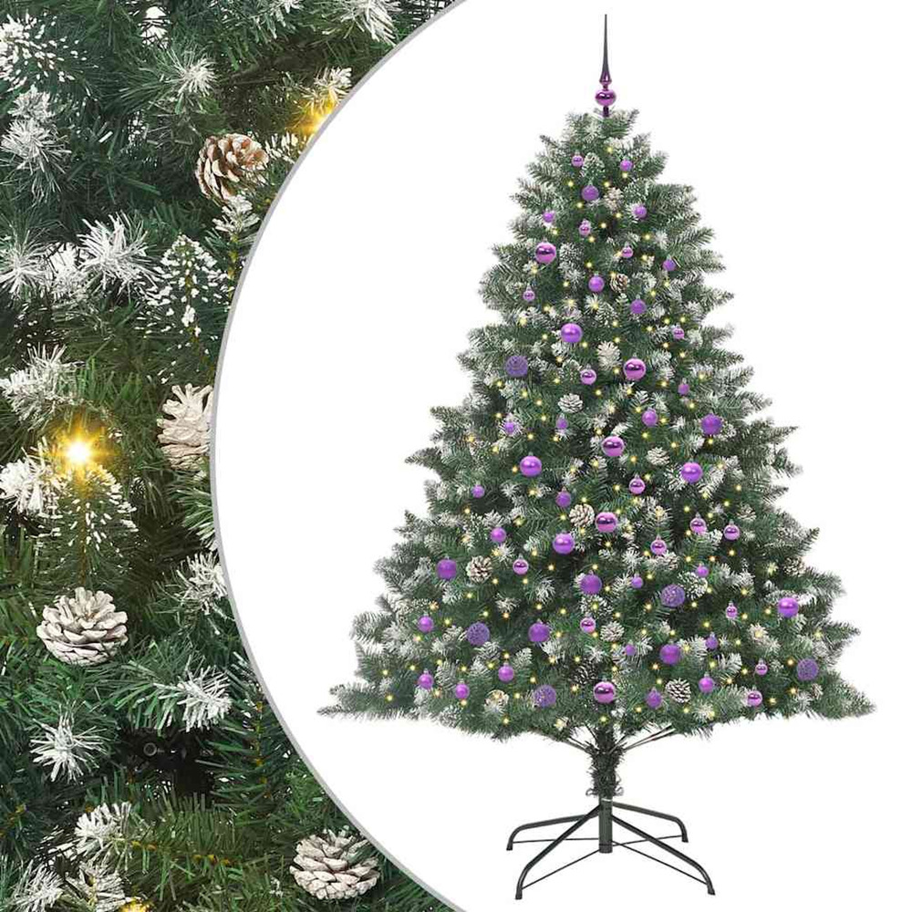 Sapin de noël artificiel vert 210 cm pvc, plastique et acier
