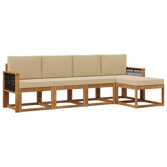 Ensemble de canapés d'extérieur 5 pc naturel et beige polyester