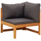 Canapé d'angle avec coussins gris foncé bois d'acacia solide
