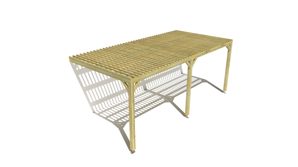 Pergola bois • 6m x 3m • adossée • sens largeur • lattage bois • livraison comprise