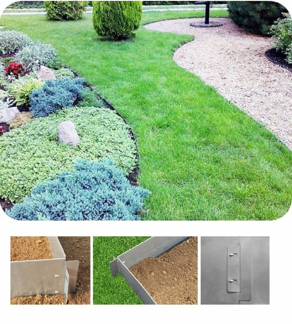 Jeu de 10 bordure de jardin en métal alu/zinc 18cm x 100cm | bordure jardin | bordures de jardin