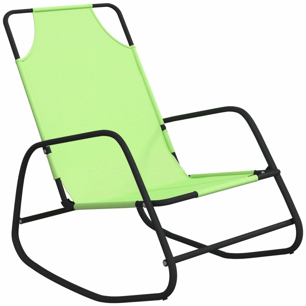 Chaise longue à bascule vert acier et textilène