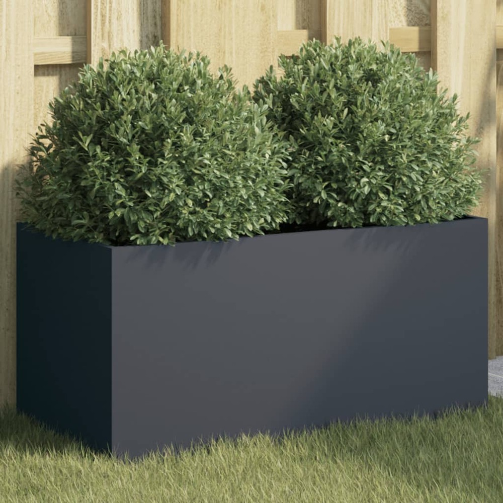 Jardinière anthracite 62x30x29 cm acier