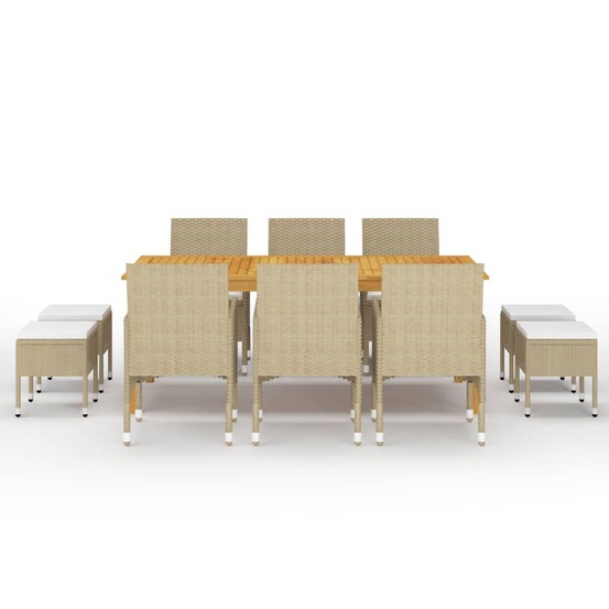 Ensemble à manger de jardin 11 pcs beige