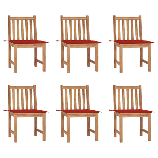 Chaises de jardin lot de 6 avec coussins bois de teck massif