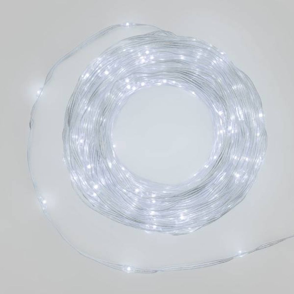 Guirlande lumineuse gouttes 30m 400 led haute luminosité blanc froid 8 modes lumière câble transparent ip44 lotti
