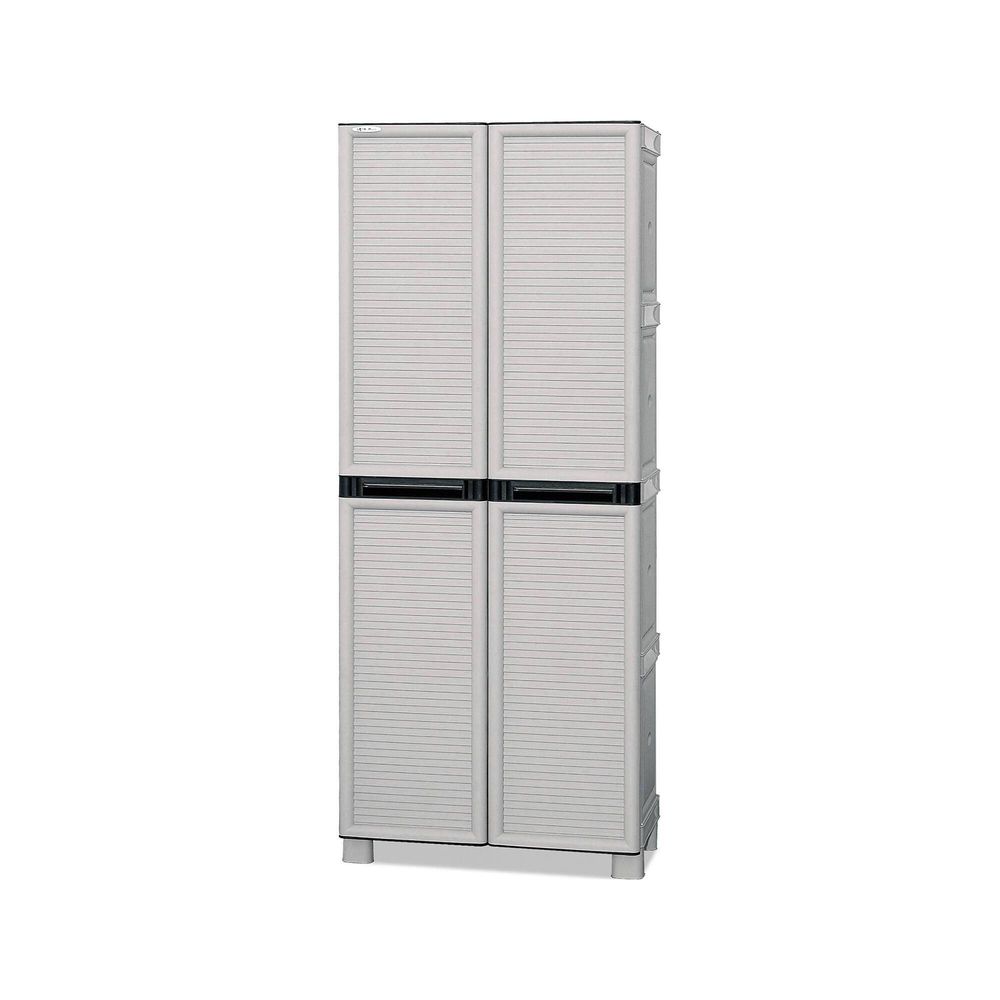 Armoire d'extérieur liège, mobilier d'extérieur, armoire de buanderie polyvalente, 100% made in italy, gris clair, 70x39h172 cm