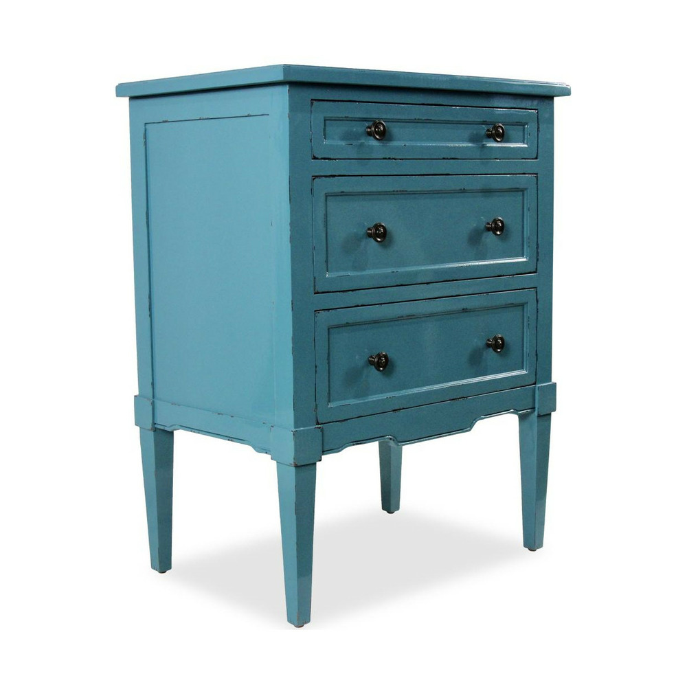 Commode 3 tiroirs bois bleu - interior's