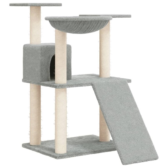 Arbre à chat meuble tour grimper jouet grattage grattoir escalade plateforme avec griffoirs en sisal clair 83 cm gris 02_0022