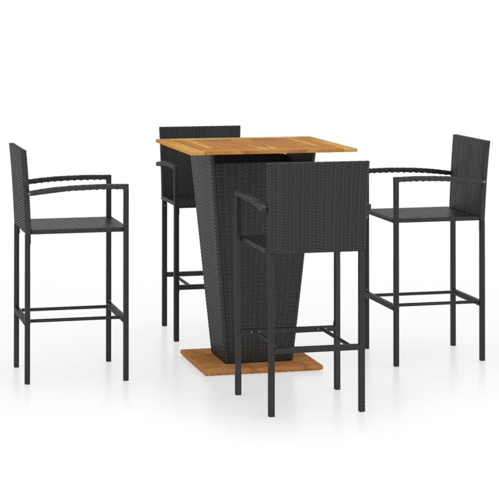 Ensemble de bar de jardin 5 pcs noir