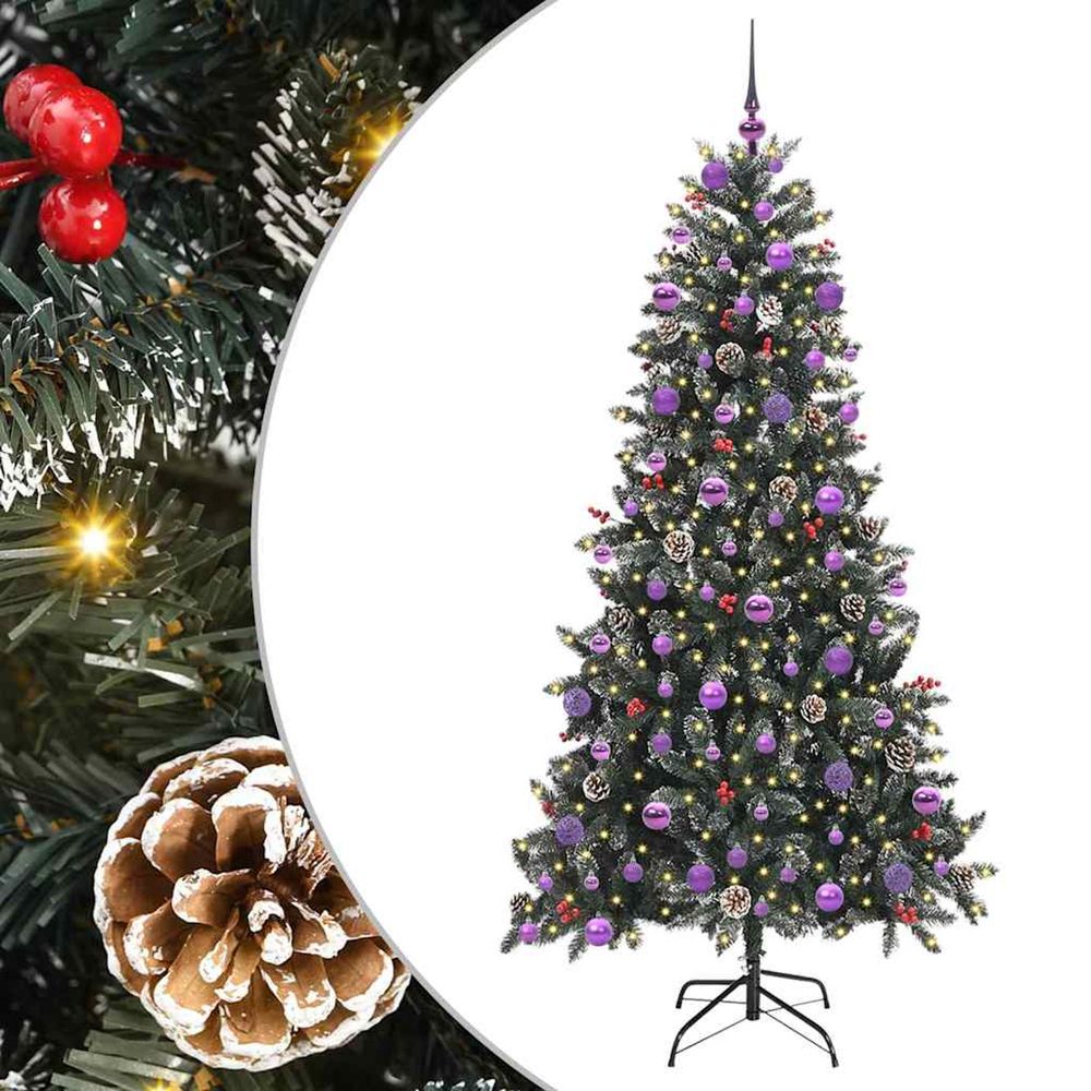 Sapin de noël artificiel vert 210 cm pvc, plastique et acier