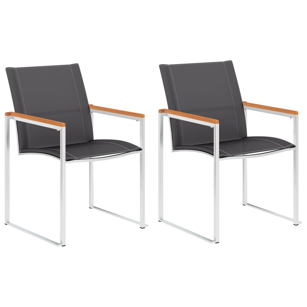 Chaises de jardin lot de 2 textilène et acier inoxydable gris