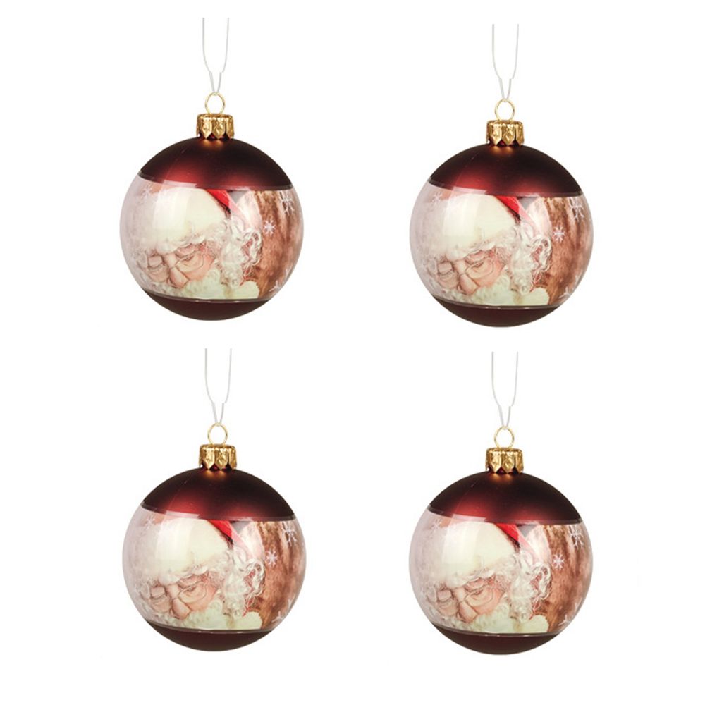 Lot de 4 boules père noël