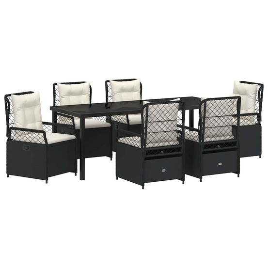 Ensemble de salle à manger pour jardin 7 pcs noir polyrotin