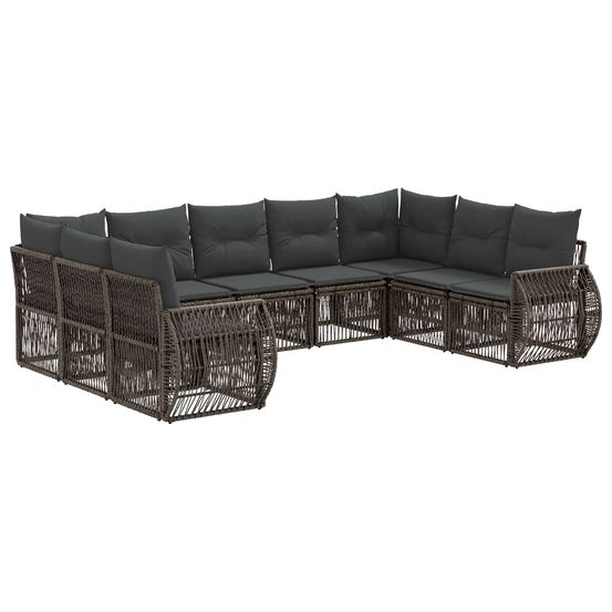 Ensemble de canapé de jardin 9 pc gris et gris foncé polyrotin