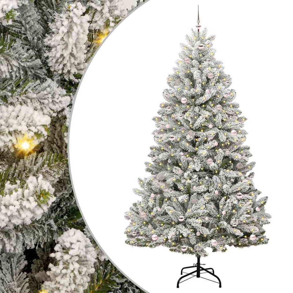 Sapin de noël artificiel vert et blanc 270 cm pvc et métal