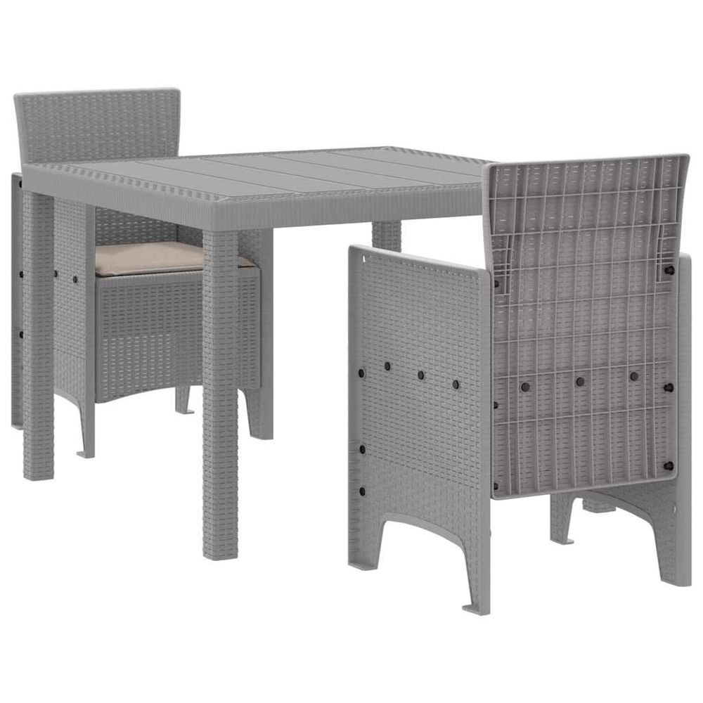 Ensemble de salle à manger pour jardin 3 pc gris clair