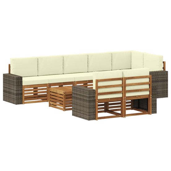 Ensemble de canapés d'extérieur 9 pc naturel et crème polyester