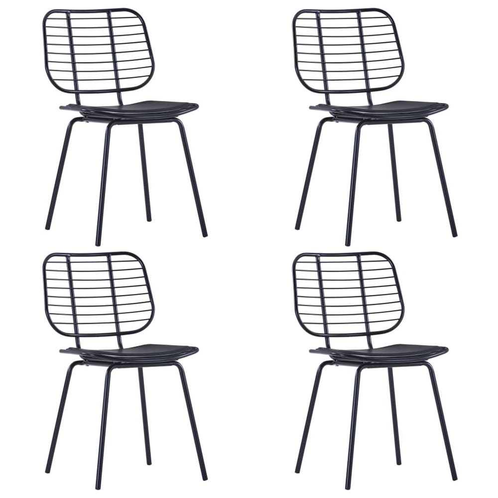 Chaises de salle à manger siège en similicuir 4 pcs noir acier