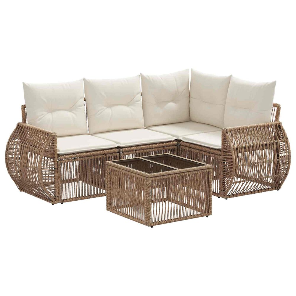 Ensemble de canapé de jardin 5 pc beige et blanc crème