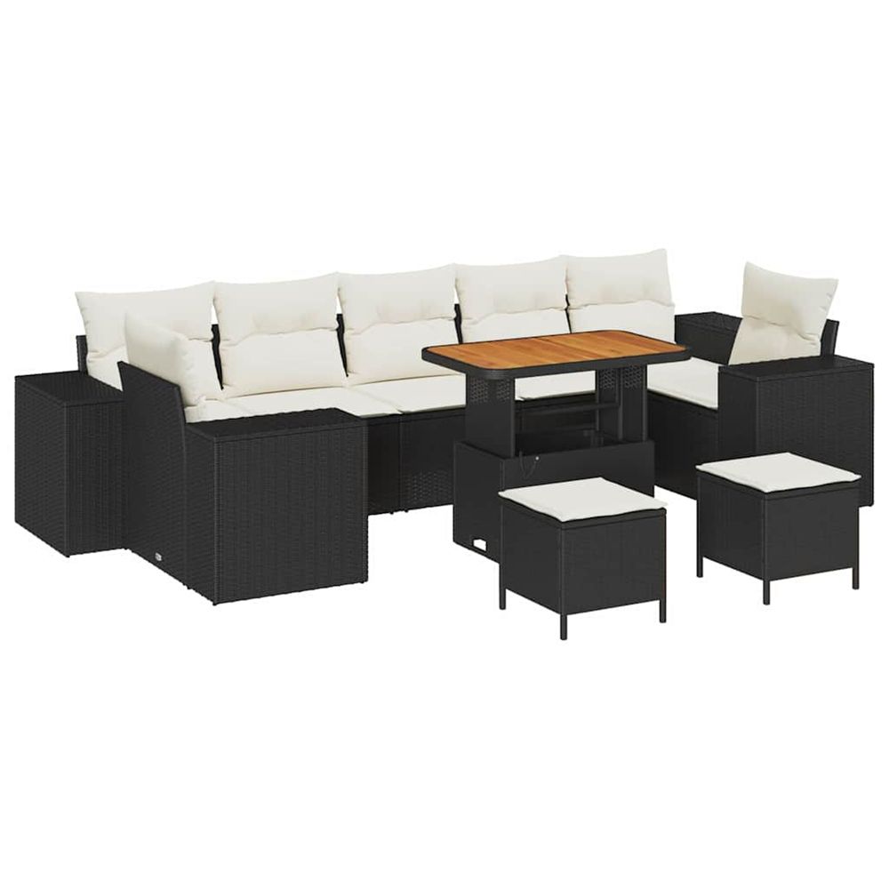 Ensemble de canapé de jardin 10 pc noir polyrotin