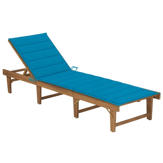 Chaise longue pliable avec coussin bois d'acacia solide