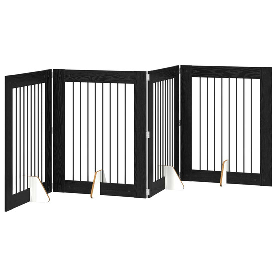 Porte de chien pliable avec supports 4 pcs chêne noir 321 cm