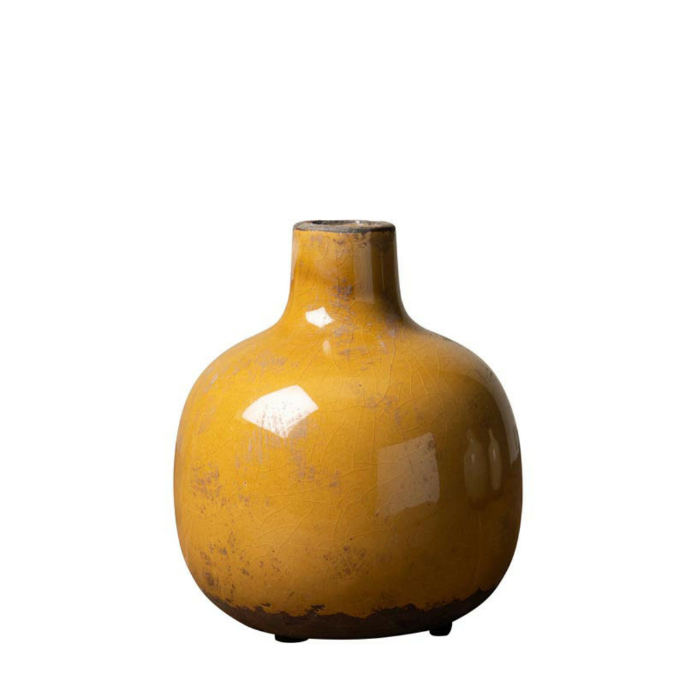 Vase céramique moutarde 16x14cm
