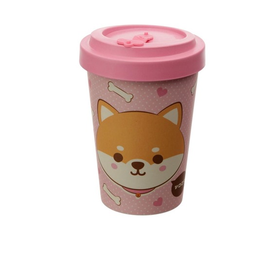 Mug de voyage ecologique en bambou chien shiba inu