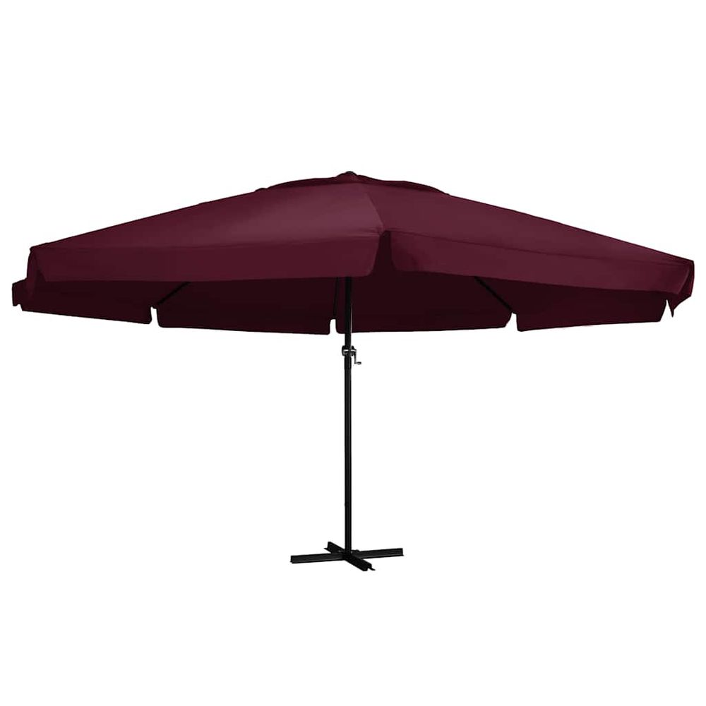 Parasol de jardin et mât en aluminium 600 cm rouge bordeaux
