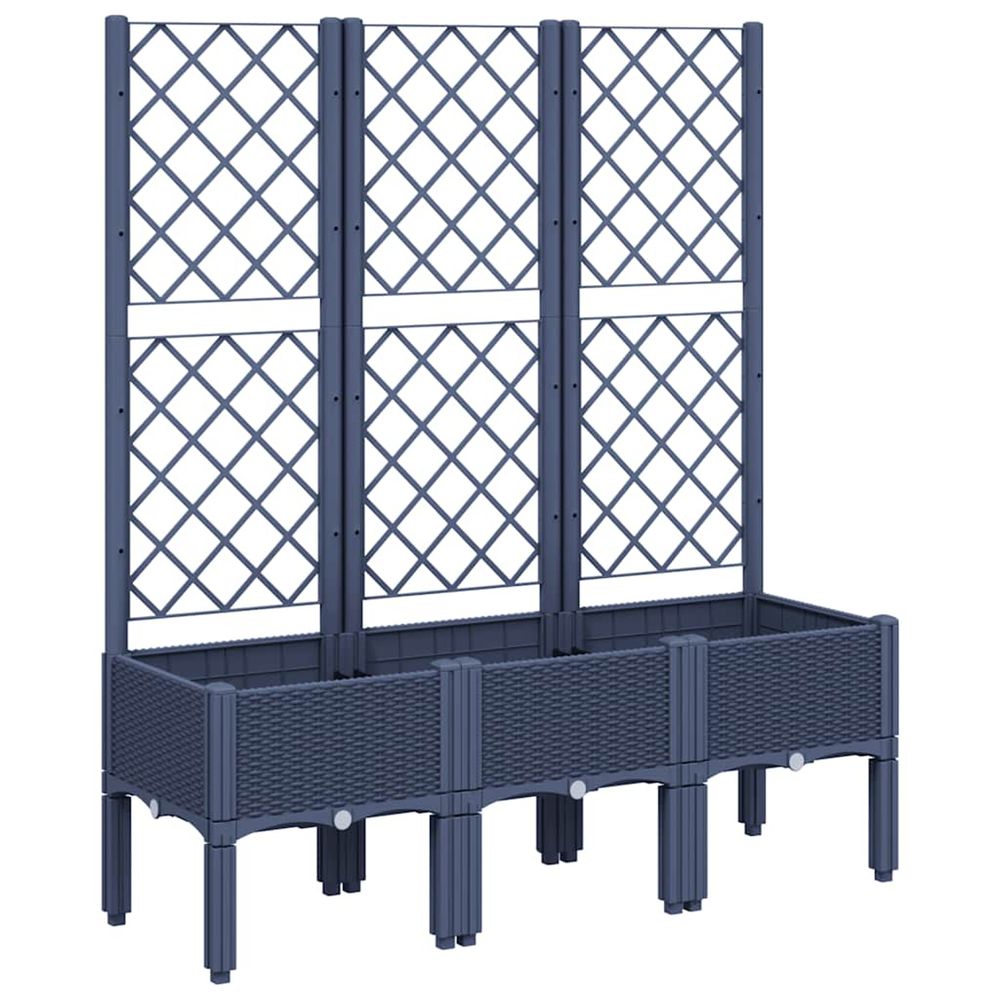 Jardinière d'extérieur avec treillis bleu gris 120x40x142 cm pp