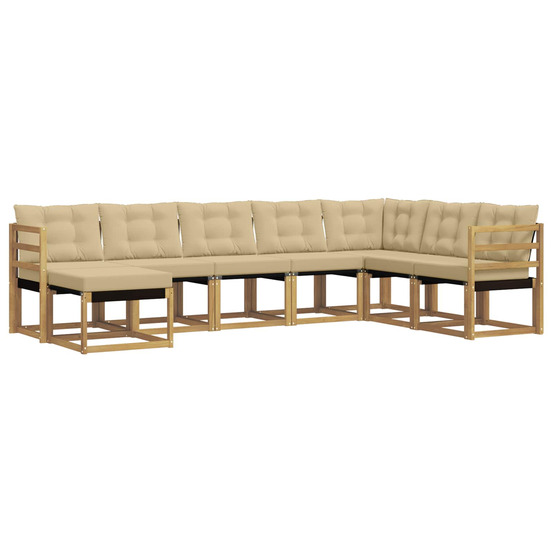 Ensemble de canapés d'extérieur 8 pcs blanc et beige