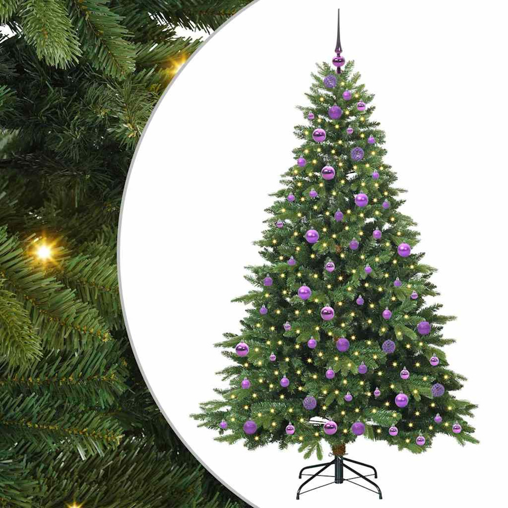 Sapin de noël artificiel avec 300 led vert 180 cm pe et pvc