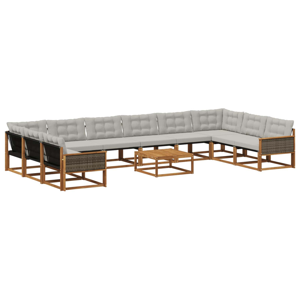 Ensemble de canapés d'extérieur 11 pcs naturel et gris clair
