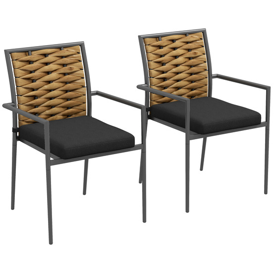 Chaise de jardin, chaise de terrasse, résistante aux intempéries, design moderne, en acier, noire