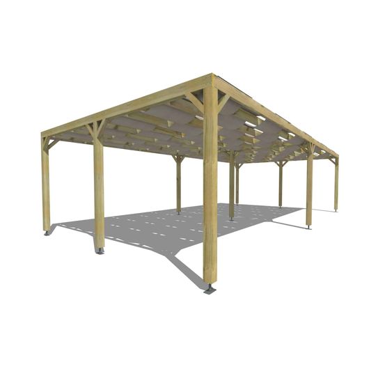 Pergola bois • 10m x 5m • indépendante • sens largeur • voilage semi-transparent inclus • livraison comprise