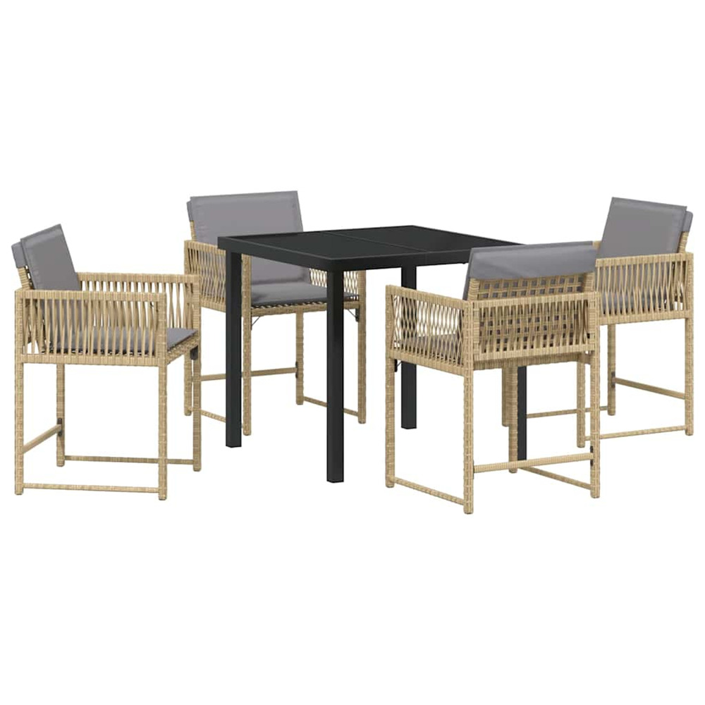 Ensemble de salle à manger pour jardin 5 pcs beige polyrotin