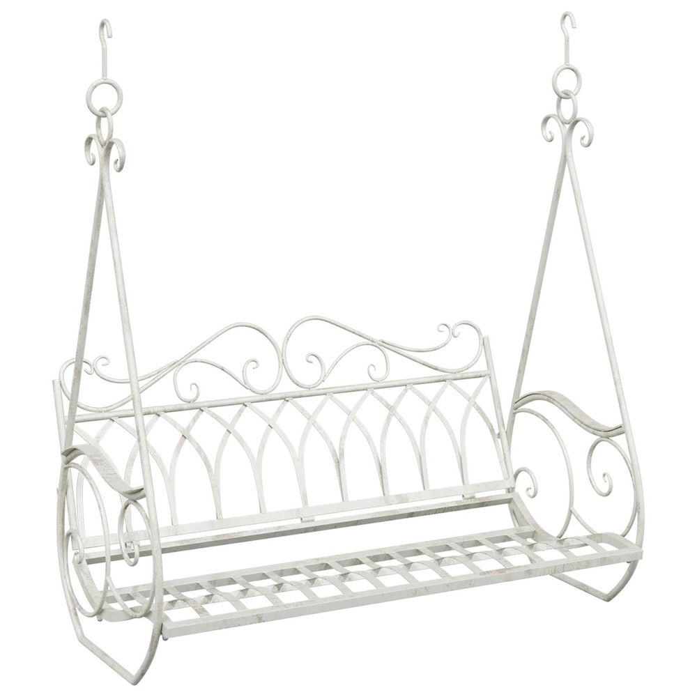 Banc balançoire acier 112 x 60 x 126,5 cm blanc antique