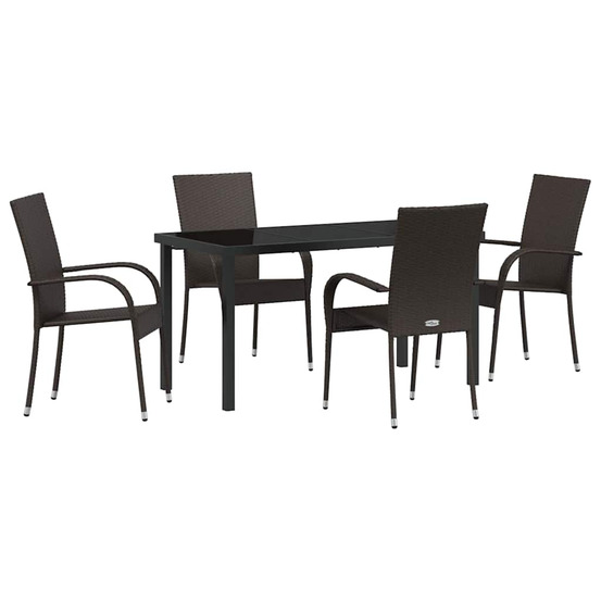 Ensemble de salle à manger pour jardin 5 pcs marron poly rotin