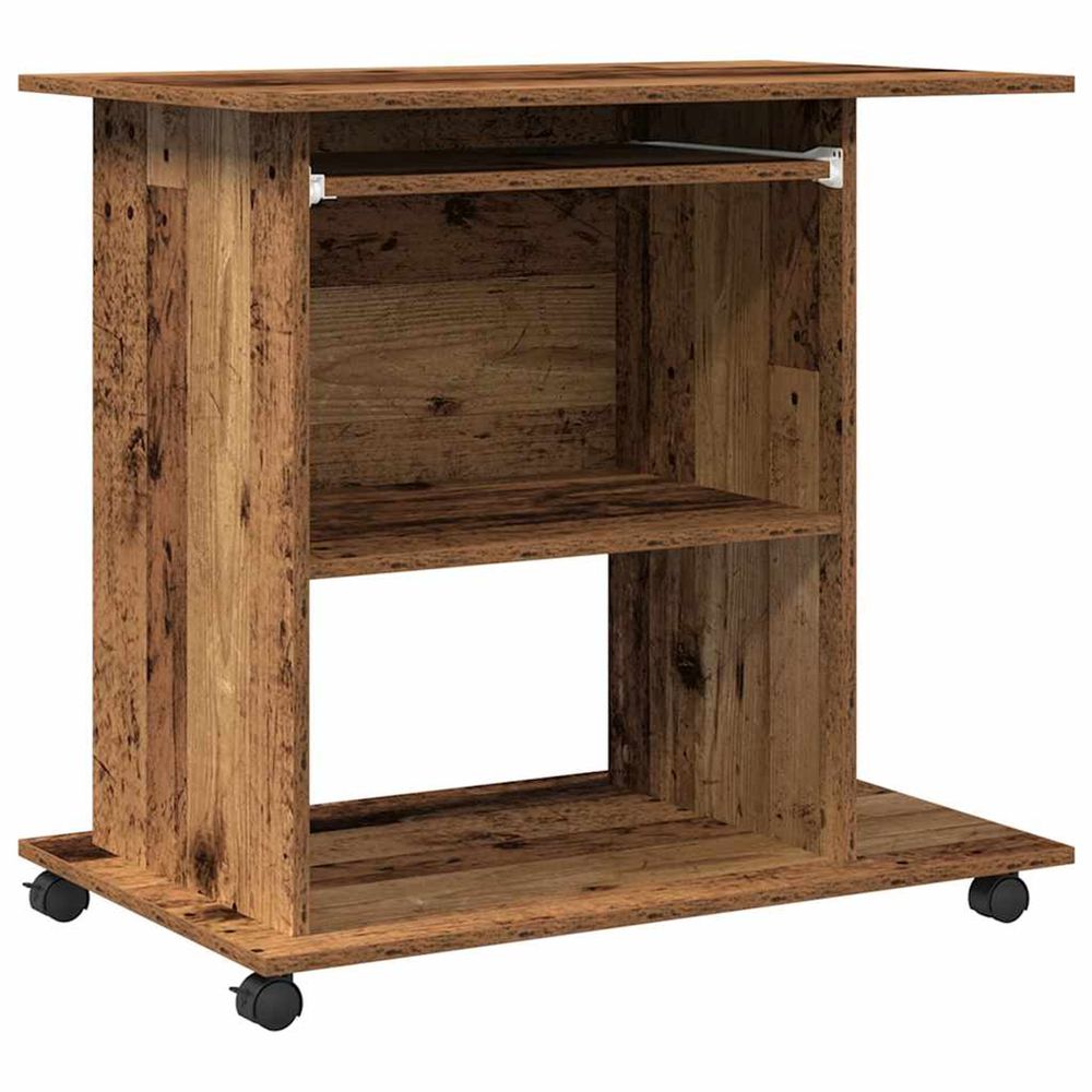 Bureau d'ordinateur vieux bois 80x50x75 cm bois d'ingénierie