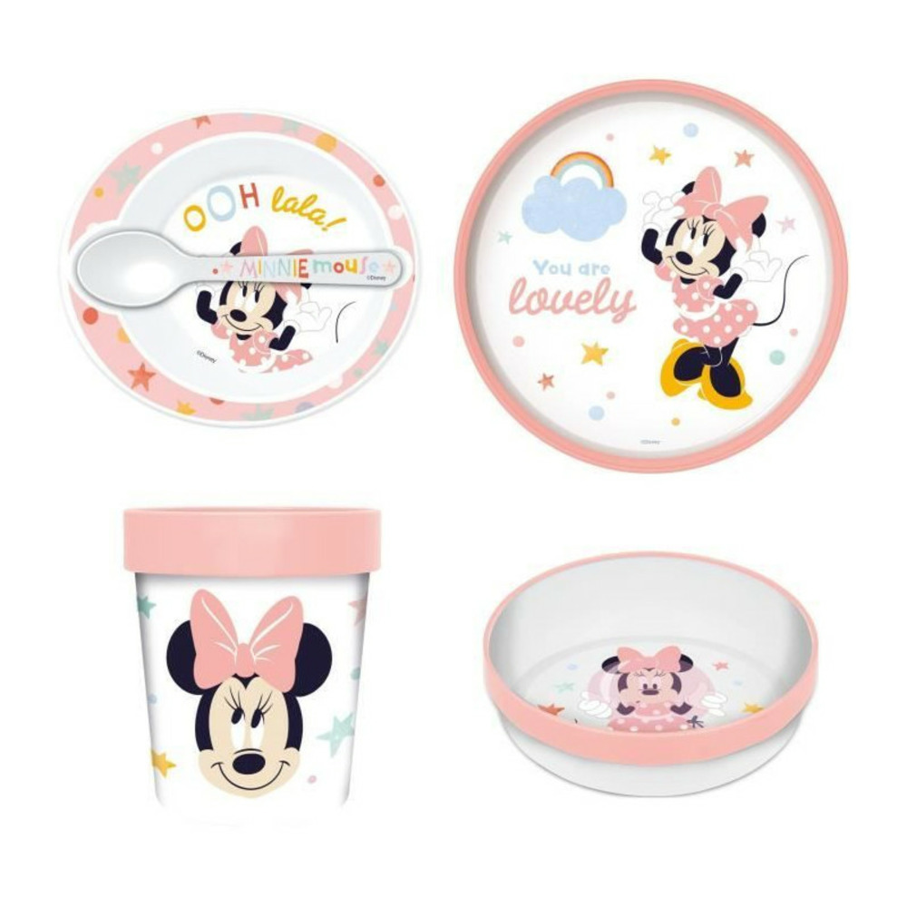 Pack repas 2eme age thermobaby minnie - 3 assiettes + un gobelet + 1 cuillere