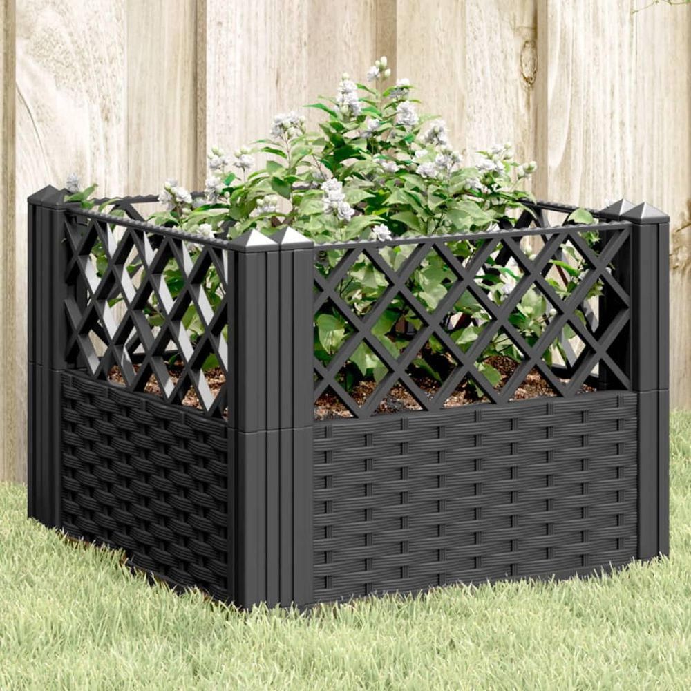 Carré potager surélevé modulable pp aspect rotin pour jardin noir 43,5cm
