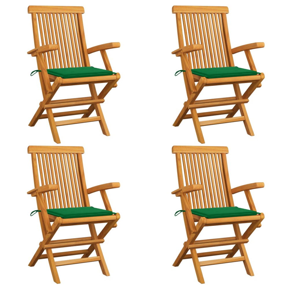 Chaises de jardin avec coussins vert 4