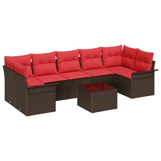Ensemble de canapé de jardin 8 pc marron polyrotin