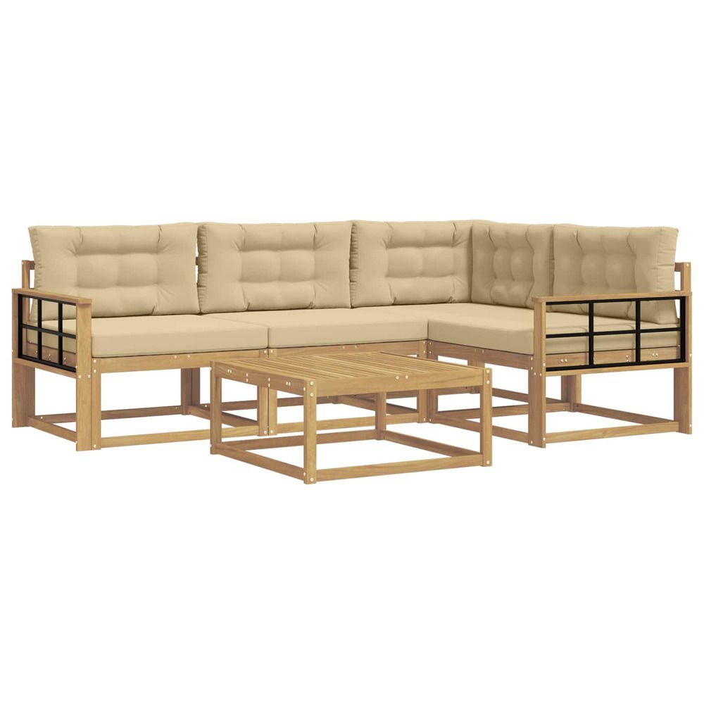 Ensemble de canapés d'extérieur 5 pc blanc et beige polyester