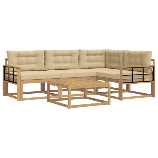 Ensemble de canapés d'extérieur 5 pc blanc et beige polyester
