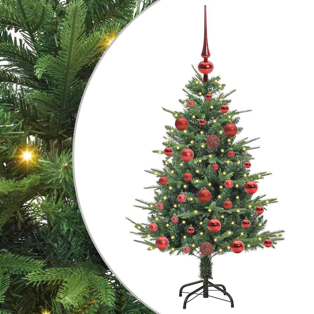 Sapin de noël artificiel pré-éclairé avec set de boules 120 cm